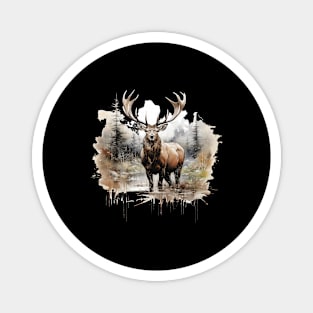 Elk deer nature Scandinavian forest Magnet